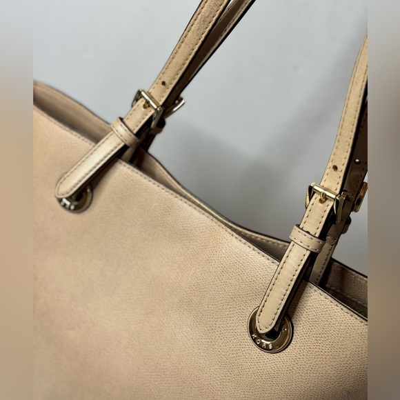 Michael Kors Leather Bag Jet Set Tote Handbag Shoulder Purse Tan - Picture 7 of 13